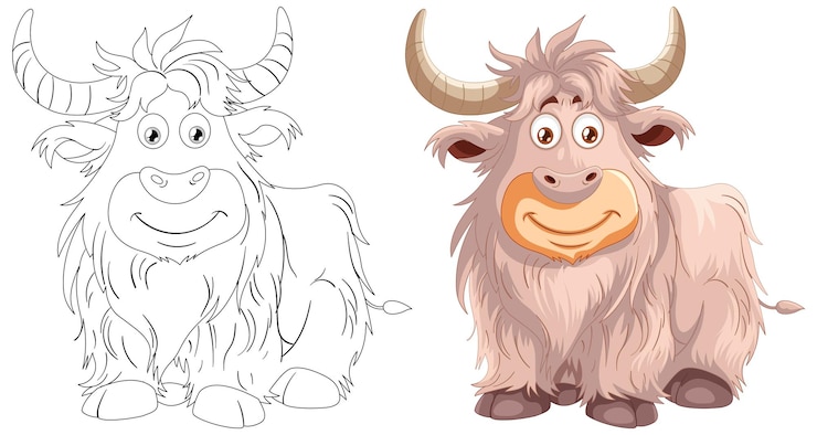 Vetor grátis ilustração alegre do desenho animado yak