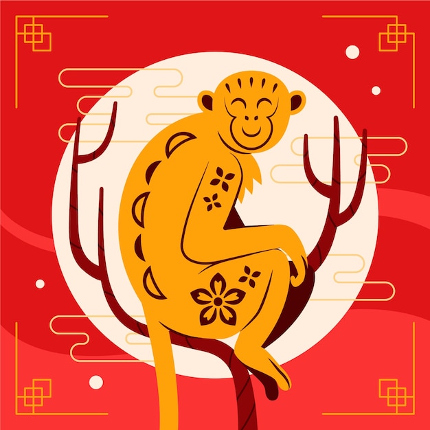 Vetor grátis ilustração animal do zodíaco chinês desenhada à mão