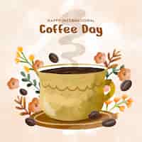 Vetor grátis ilustração aquarela para celebração do dia internacional do café
