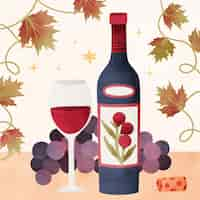 Vetor grátis ilustração aquarela para celebração do festival de vinho francês beaujolais nouveau