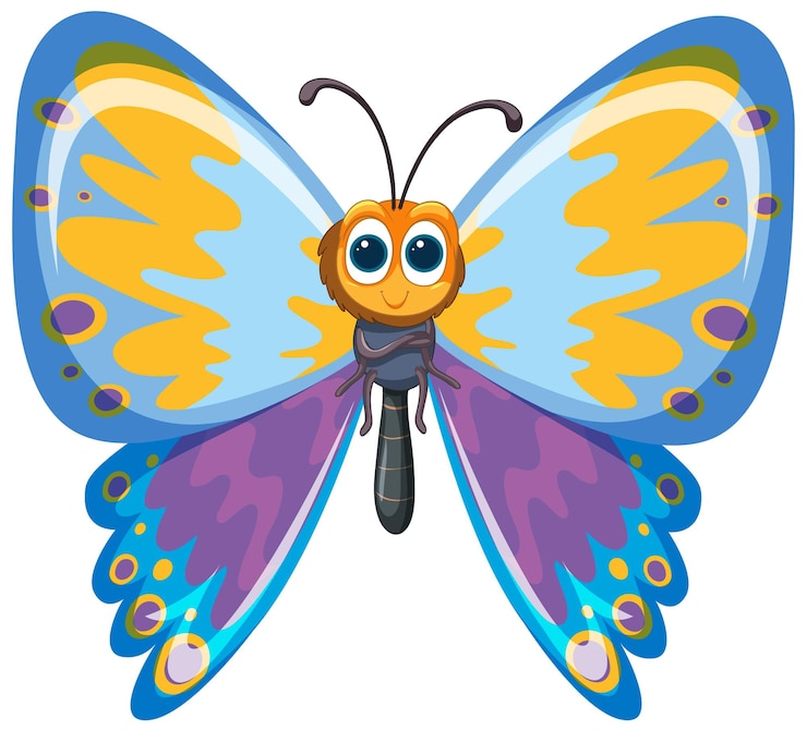 Vetor grátis ilustração colorida de borboleta de desenho animado