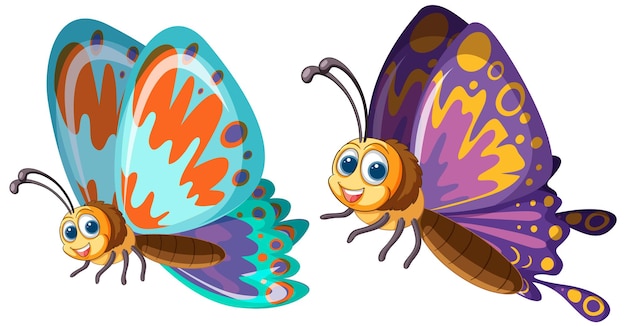 Vetor grátis ilustração colorida de borboletas de desenho animado
