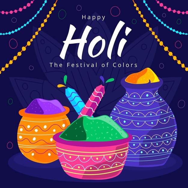 Ilustração colorida de holi gulal