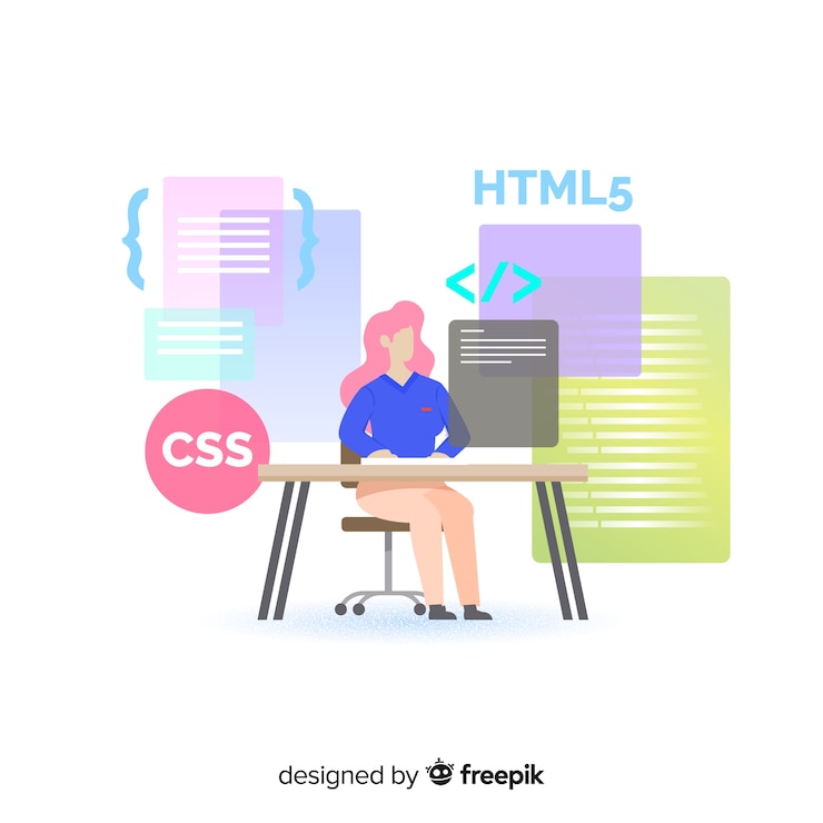 Vetor grátis ilustração colorida de programador feminino fazendo seu trabalho