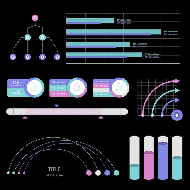 Vetor grátis ilustração colorida dos gráficos e dos diagramas do infográfico