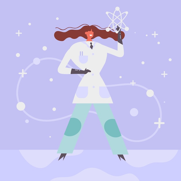 Ilustração colorida feminina cientista