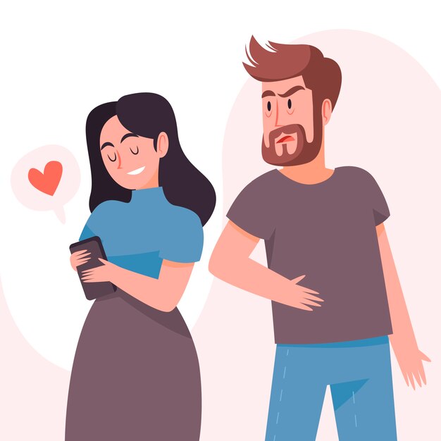 Ilustração com ciúmes de design plano desenhado à mão