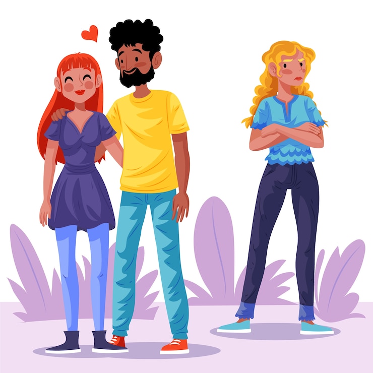 Vetor grátis ilustração com ciúmes de design plano desenhado à mão