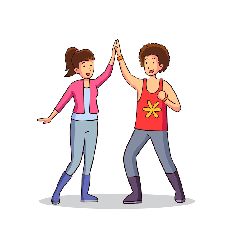 Vetor grátis ilustração com homem e mulher dando mais cinco