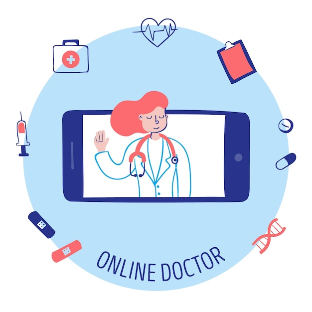 Vetor grátis ilustração com médico on-line