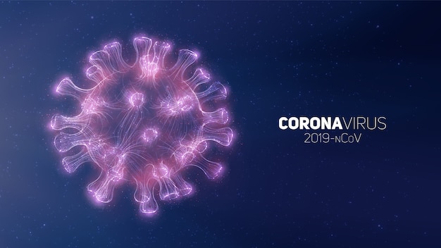 ilustração conceitual de coronavírus. Formulário de vírus 3d em um fundo abstrato. Visualização de patógenos.
