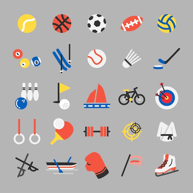 Vetor grátis ilustração conjunto de ícones de esportes