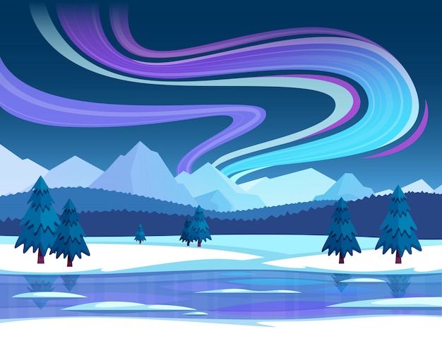 Vetor grátis ilustração da aurora boreal