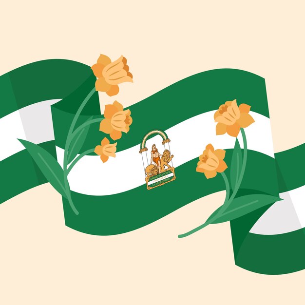 Ilustração da bandeira da Andaluzia desenhada à mão
