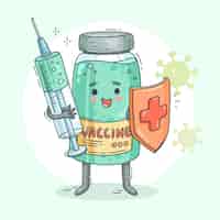Vetor grátis ilustração da campanha de vacinação dos desenhos animados