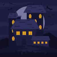 Vetor grátis ilustração da casa plana de halloween