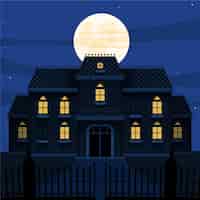 Vetor grátis ilustração da casa plana de halloween