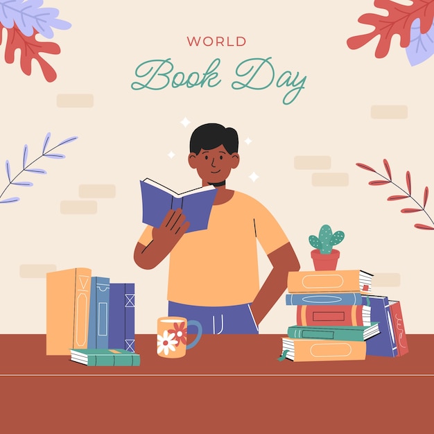 Ilustração da celebração do Dia Mundial do Livro