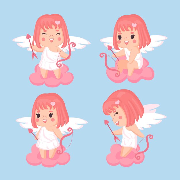 Ilustração da coleção de personagens de cupido mão desenhada