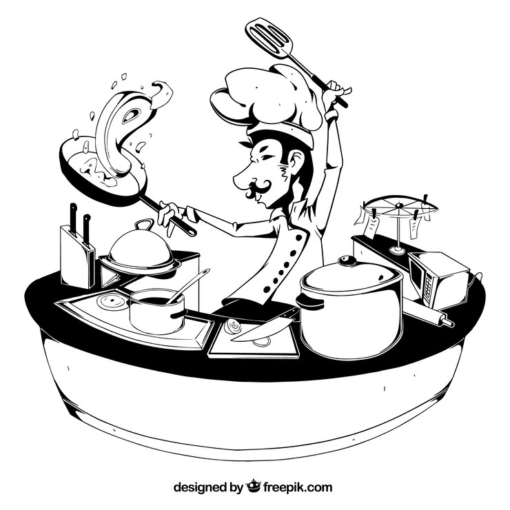 Vetor grátis ilustração da cozinha do chef