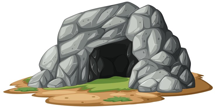 Vetor grátis ilustração da entrada da caverna rochosa