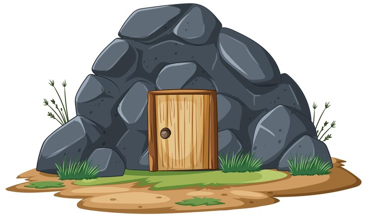 Vetor grátis ilustração da entrada da caverna rochosa