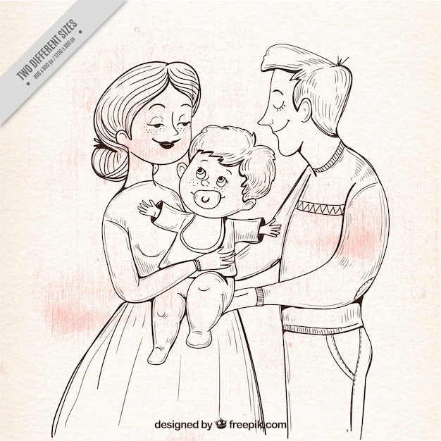 Ilustração da família encantadora com um bebê