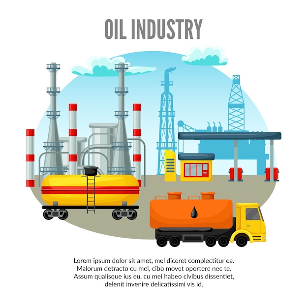 Vetor grátis ilustração da indústria de petróleo