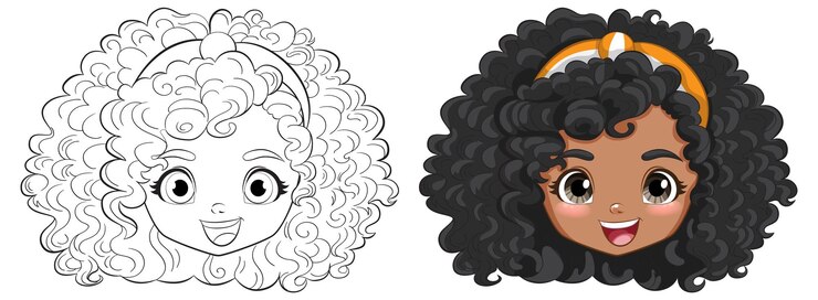 Vetor grátis ilustração da menina alegre com o cabelo enrolado