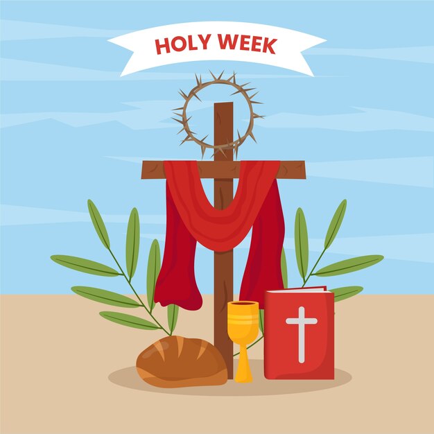 Ilustração da Semana Santa de design plano