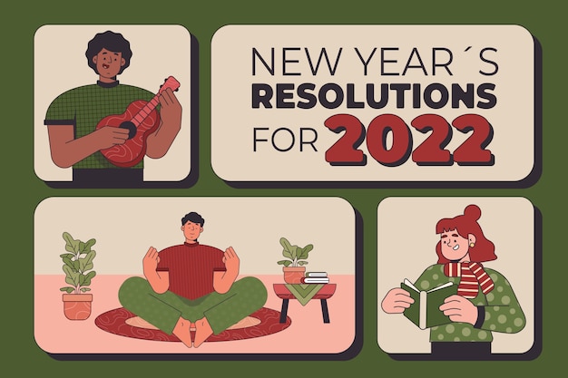 Vetor grátis ilustração das resoluções planas de ano novo