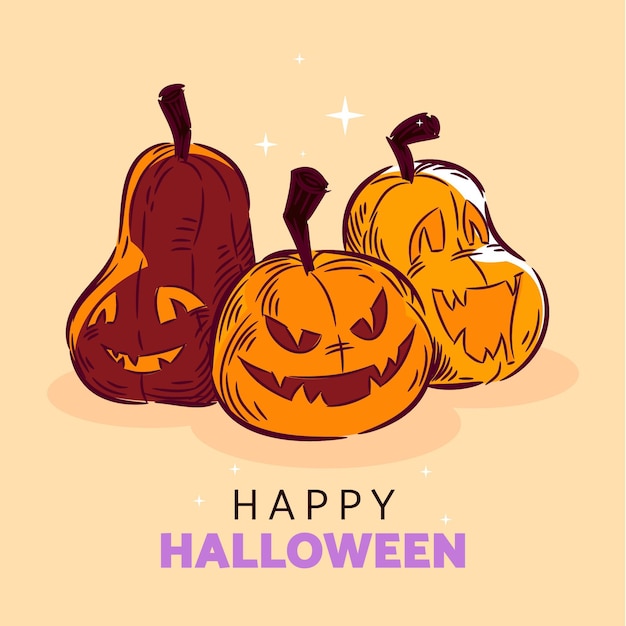 Ilustração de abóbora de halloween desenhada à mão