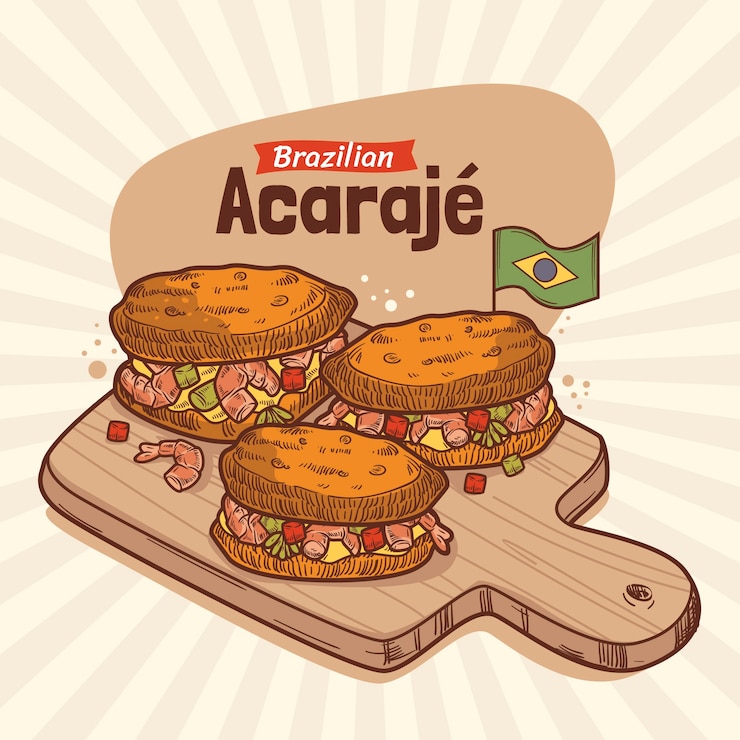 Vetor grátis ilustração de acarajé desenhada à mão