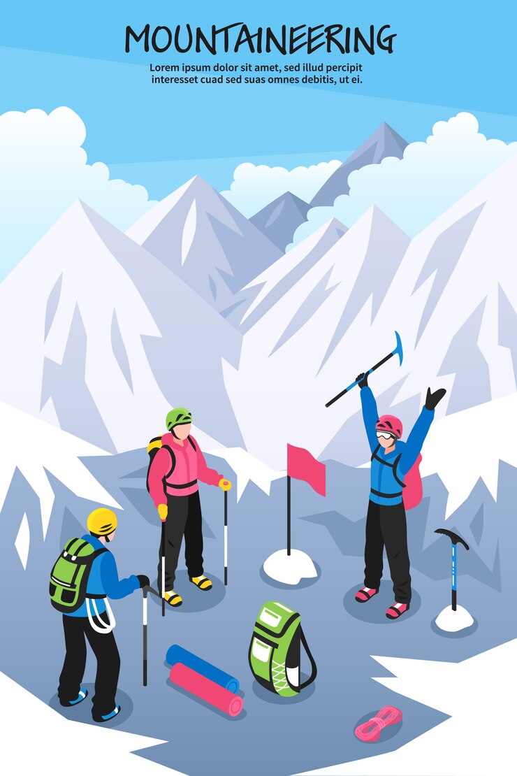 Vetor grátis ilustração de alpinistas no topo
