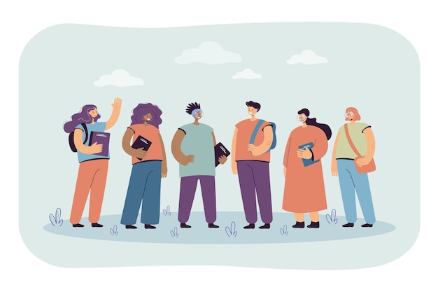 Ilustração de amigos adolescentes da escola