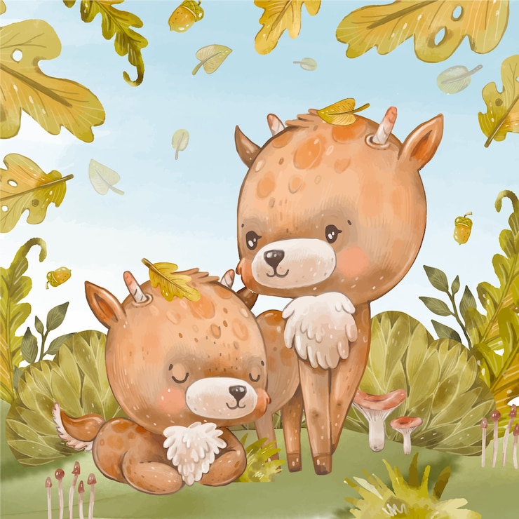Vetor grátis ilustração de animais da floresta em aquarela