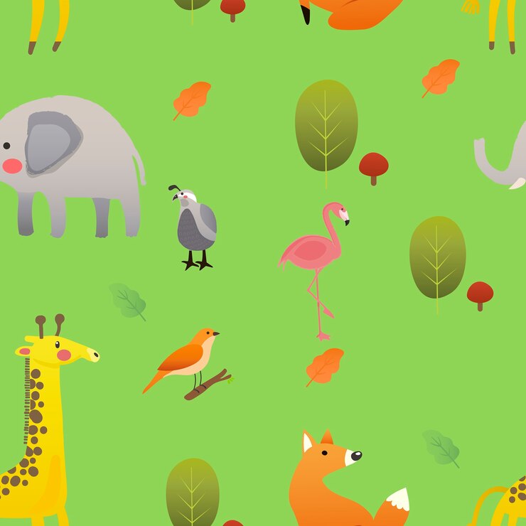 Vetor grátis ilustração de animais fofos no campo