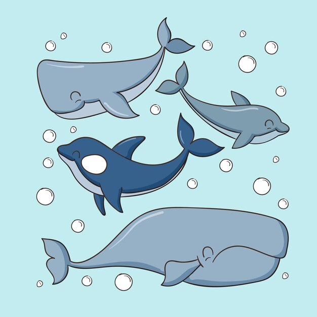 Ilustração de animais selvagens desenhados à mão