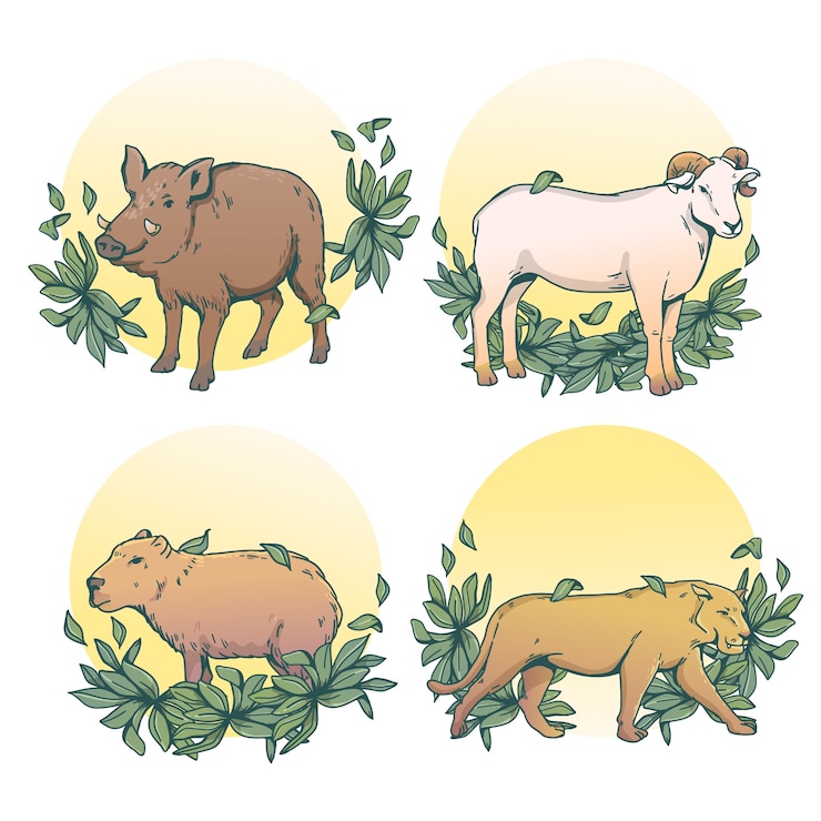 Vetor grátis ilustração de animais selvagens desenhados à mão