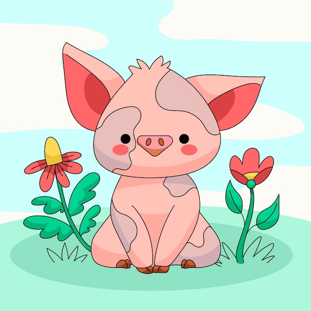 Vetor grátis ilustração de animal de estimação kawaii desenhada à mão