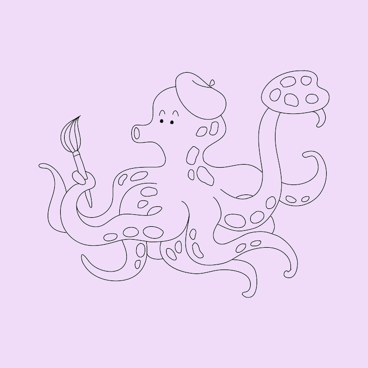 Vetor grátis ilustração de animal fofo polvo para crianças colorir vetor