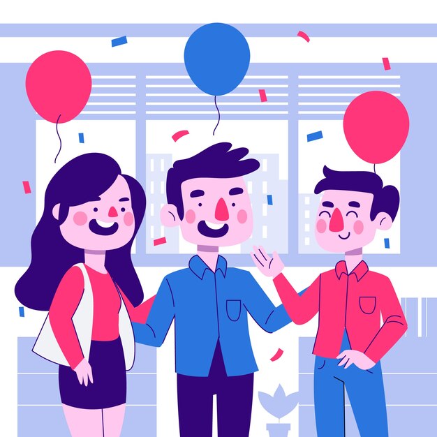 Ilustração de aniversário de trabalho desenhada à mão