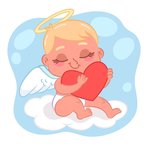 Ilustração de anjo bonito desenho animado desenhado à mão