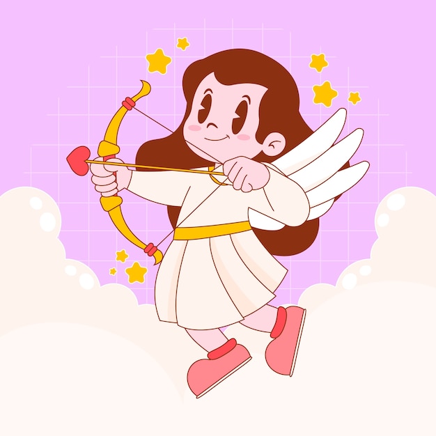 Vetor grátis ilustração de anjo bonito desenho animado desenhado à mão