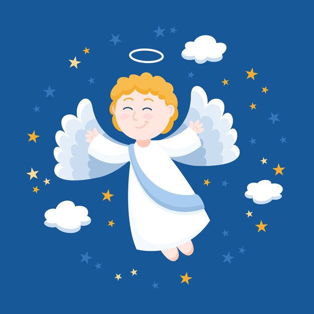 Ilustração de anjo de Natal de design plano