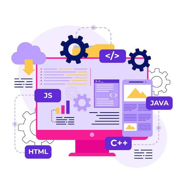 Vetor grátis ilustração de api de design plano desenhado à mão