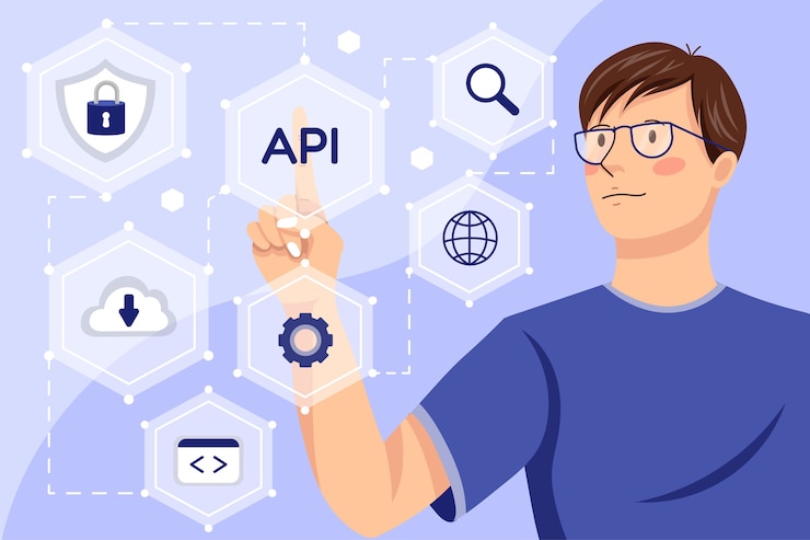 Vetor grátis ilustração de api de design plano desenhado à mão