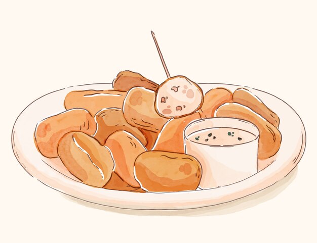 Ilustração de aquarela deliciosas croquetas