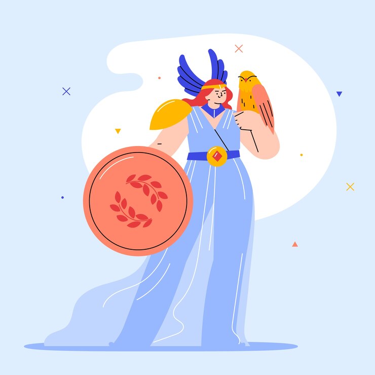 Vetor grátis ilustração de atena desenhada de mão