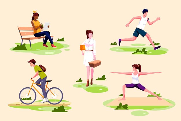 Ilustração de atividades ao ar livre